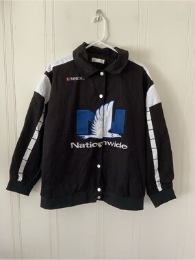 Nascar Black and White Performance Jacket with Blue Logo